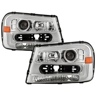 Spyder® - Driver and Passenger Side Chrome LED Light Tube Projector Headlights