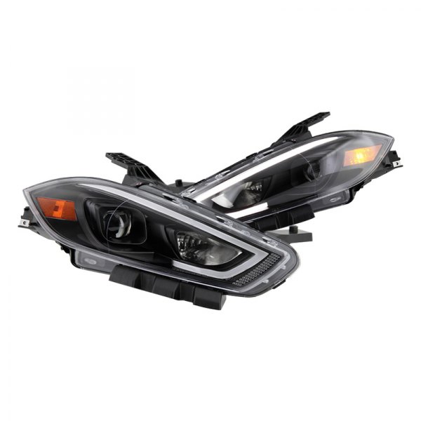 Spyder® - Black LED DRL Bar Projector Headlights, Dodge Dart