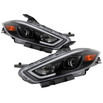 Spyder® - Driver and Passenger Side Black LED DRL Bar Projector Headlights