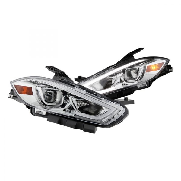Spyder® - Chrome LED DRL Bar Projector Headlights, Dodge Dart