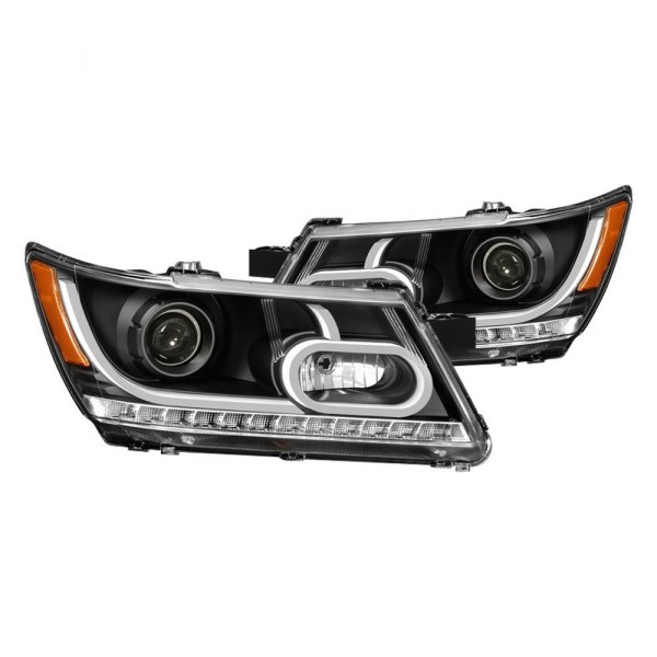Spyder® - Black DRL Bar Halo Projector Headlights with LED Turn Signal, Dodge Journey