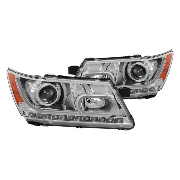 Spyder® - Chrome DRL Bar Halo Projector Headlights with LED Turn Signal, Dodge Journey