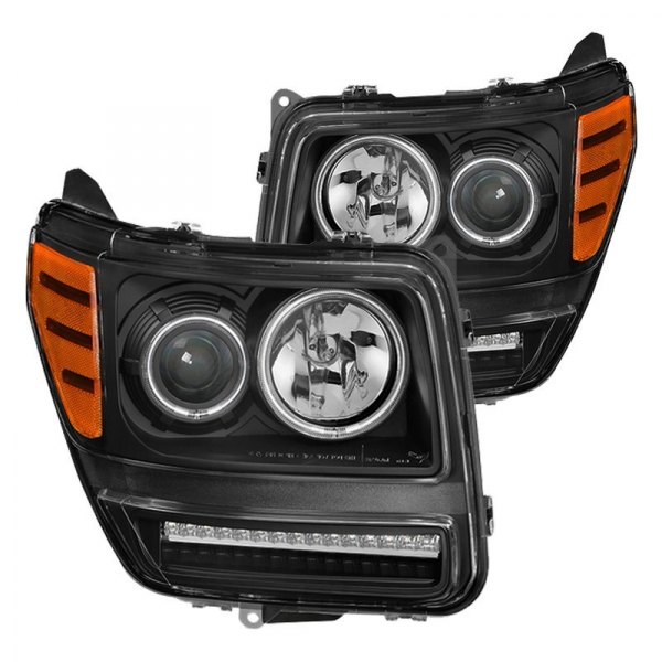 Spyder® - Black CCFL Halo Projector Headlights with LED Turn Signal/Parking Lights, Dodge Nitro