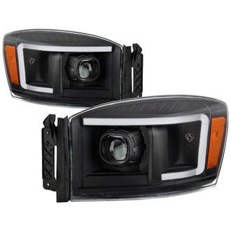 Spyder® - Driver and Passenger Side Black LED DRL Bar Projector Headlights