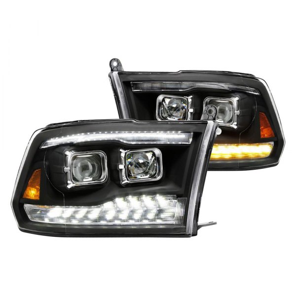 Spyder® - Black Projector Headlights with Parking LEDs, Dodge Ram