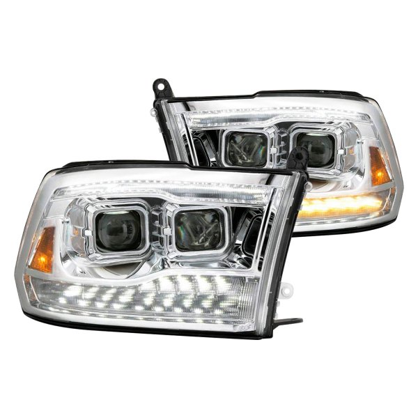 Spyder® - Chrome Projector Headlights with Parking LEDs, Dodge Ram
