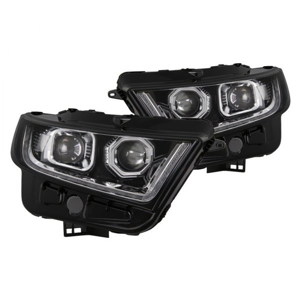 Spyder® - Black LED Light Tube Projector Headlights, Ford Edge
