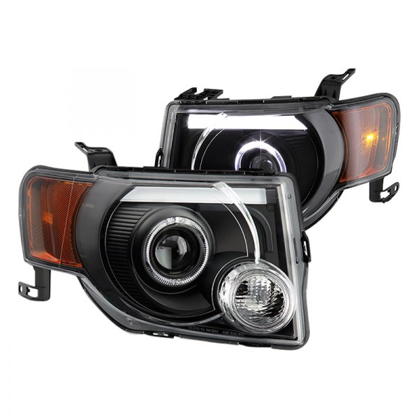 Spyder® - Black Factory Style Light Tube Halo Projector Headlights, Ford Escape