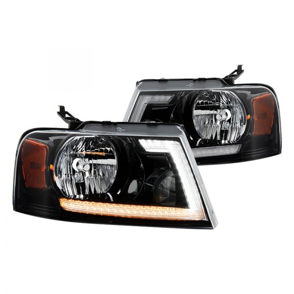 Spyder® - Black Projector Headlights with Switchback LED DRL, Ford F-150