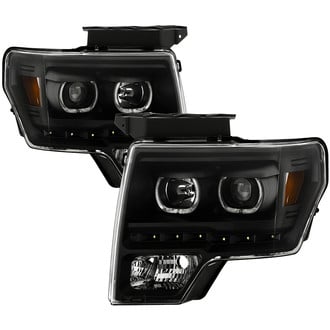 Spyder® - Driver and Passenger Side Black Halo Projector Headlights with Parking LEDs