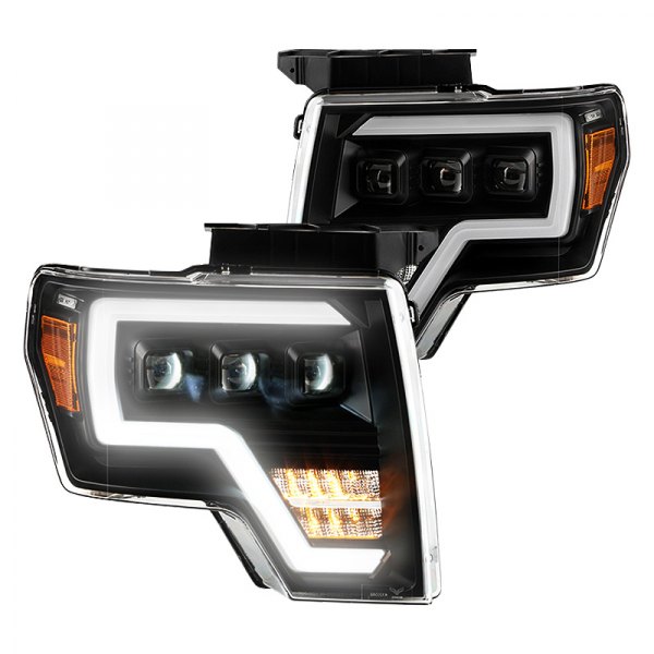 Spyder® - Black Light Tube Projector LED Headlights with DRL, Ford F-150
