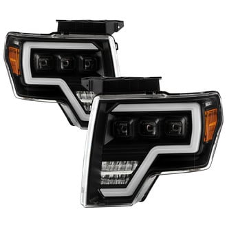 Spyder® - Driver and Passenger Side Black Light Tube Projector LED Headlights with DRL