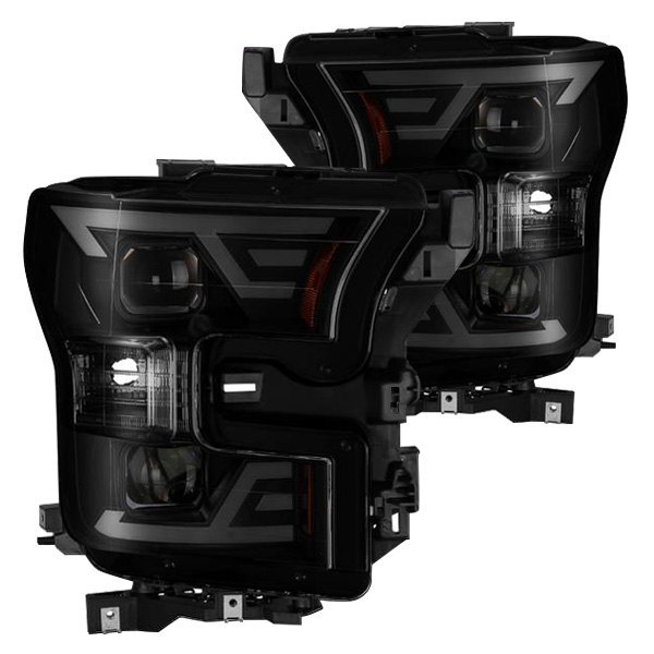 Spyder® - Black/Smoke LED DRL Bar Projector Headlights, Ford F-150