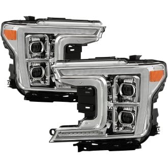 Spyder® - Driver and Passenger Side Chrome Light Tube LED Headlights