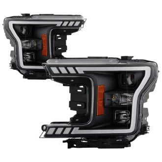 Spyder® - Driver and Passenger Side Black Sequential LED DRL Bar Projector Headlights