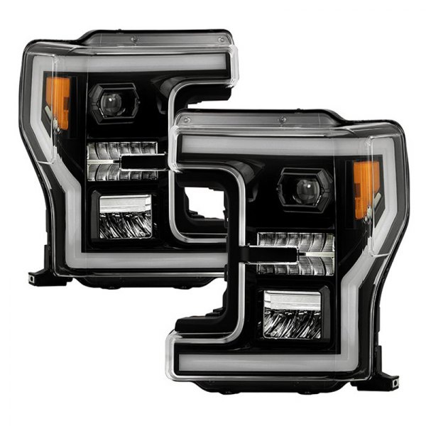 Spyder® - Black DRL Bar Projector LED Headlights with Sequential Turn Signal