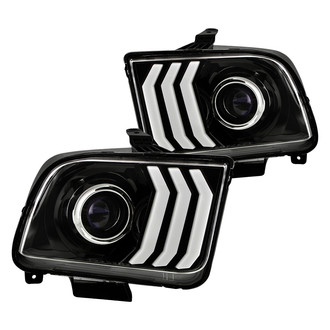 Spyder® - Driver and Passenger Side Black LED DRL Bar Projector Headlights