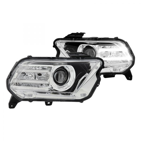 Spyder® - Chrome Projector Headlights with LED DRL, Ford Mustang