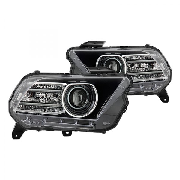 Spyder® - Black Factory Style Projector Headlights with LED DRL, Ford Mustang