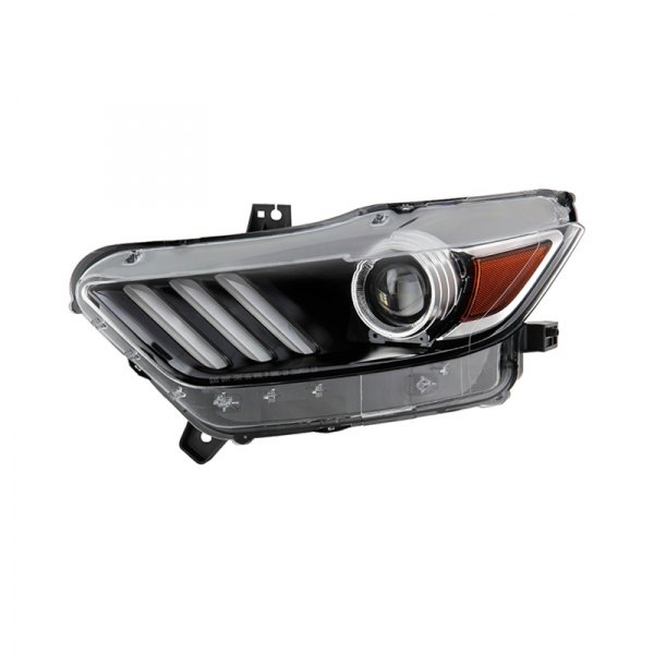 Spyder® - Driver Side Black/Chrome Factory Style LED DRL Bar Projector Headlight, Ford Mustang