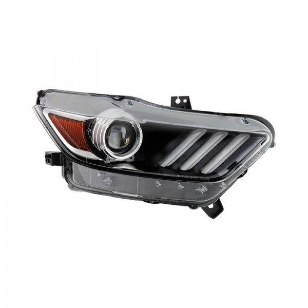 Spyder® - Passenger Side Black/Chrome Factory Style LED DRL Bar Projector Headlight, Ford Mustang