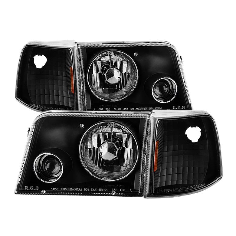 Spyder® PROJHFR93SETBK Black Projector Headlights with Corner Lights