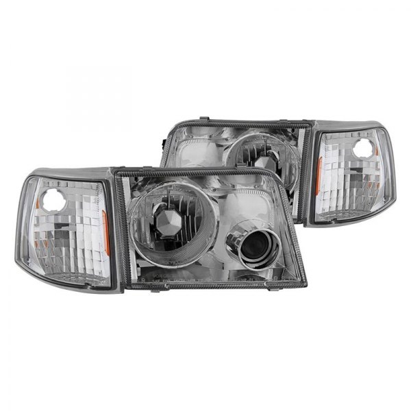 Spyder® - Chrome Projector Headlights with Corner Lights, Ford Ranger