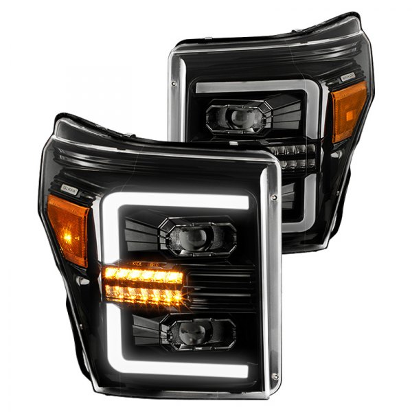 Spyder® - Black Light Tube Projector LED Headlights with Sequential Turn Signal