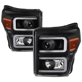 Spyder® - Driver and Passenger Side Black LED DRL Bar Projector Headlights
