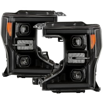 Spyder® - Driver and Passenger Side Black LED DRL Bar Projector Headlights