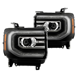 Spyder® - Driver and Passenger Side Black Projector Headlights with LED DRL