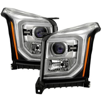 Spyder® - Driver and Passenger Side Chrome Factory Style LED DRL Bar Projector Headlights with LED DRL