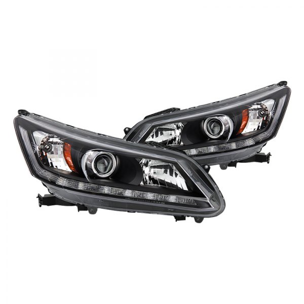 Spyder® - Black Sequential LED DRL Bar Projector Headlights with Sequential LED DRL, Honda Accord