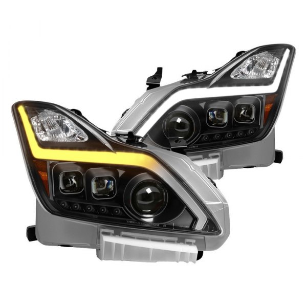Spyder® - Black Sequential LED DRL Bar Projector Headlights, Infiniti G37