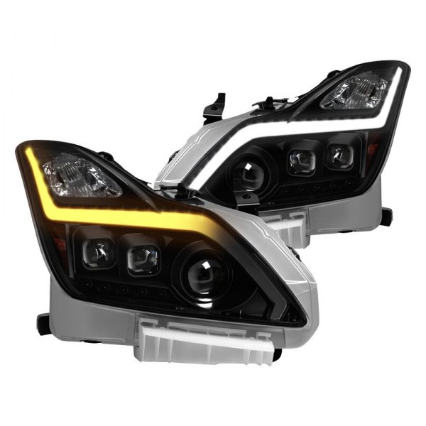 Spyder® - Black/Smoke Sequential LED DRL Bar Projector Headlights, Infiniti G37