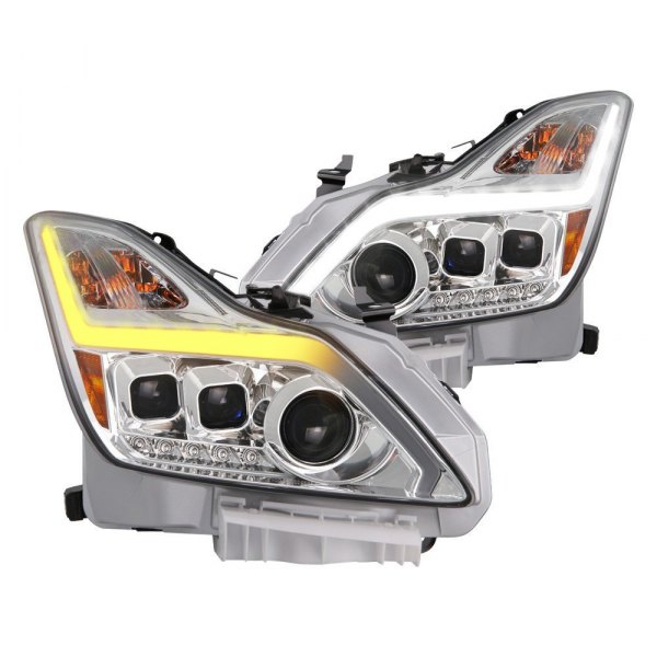 Spyder® - Chrome Sequential LED DRL Bar Projector Headlights, Infiniti G37