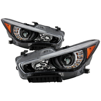 Spyder® - Driver and Passenger Side Black Factory Style Projector LED Headlights with DRL