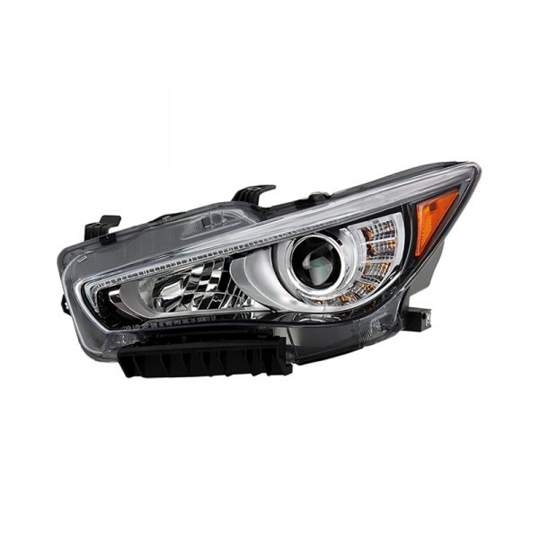 Spyder® - Driver Side Black/Chrome Factory Style Projector LED Headlight with DRL, Infiniti Q50