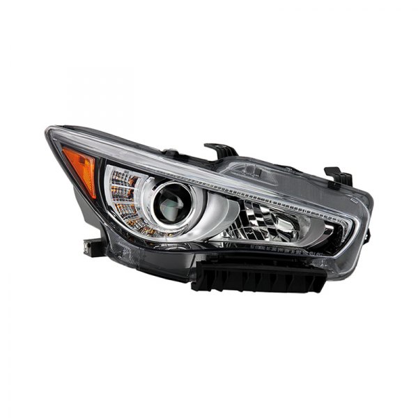 Spyder® - Passenger Side Black/Chrome Factory Style Projector LED Headlight with DRL, Infiniti Q50