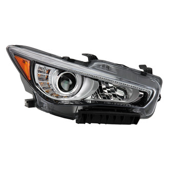 Spyder® - Passenger Side Black Factory Style Projector LED Headlight with DRL