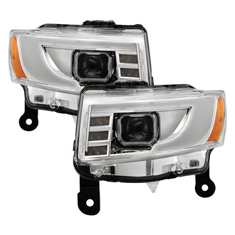 Spyder® - Driver and Passenger Side Chrome LED Light Tube Projector Headlights