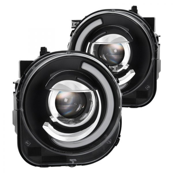 Spyder® - Black LED Light Tube Projector Headlights, Jeep Renegade