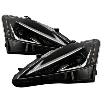Spyder® - Driver and Passenger Side Black Projector LED Headlights with DRL