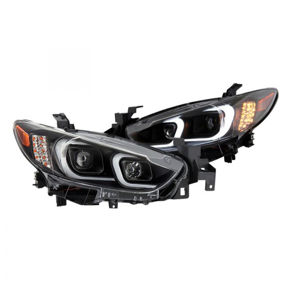 Spyder® - Black LED Light Tube Projector Headlights, Mazda 6