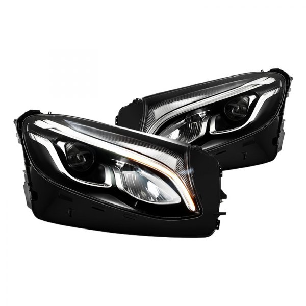 Spyder® - Black/Chrome Factory Style Projector LED Headlights with Switchback DRL, Mercedes GLC Class