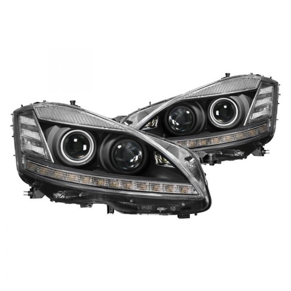 Spyder® - Black Projector Headlights with Switchback LED DRL, Mercedes S Class
