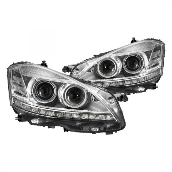 Spyder® - Chrome Projector Headlights with Switchback LED DRL, Mercedes S Class