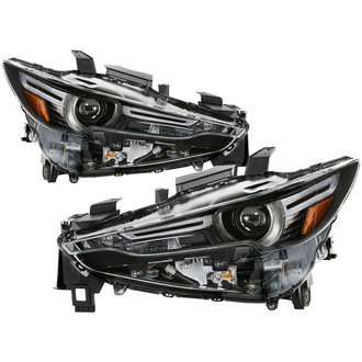 Spyder® - Driver and Passenger Side Black/Chrome Factory Style Projector LED Headlights with DRL