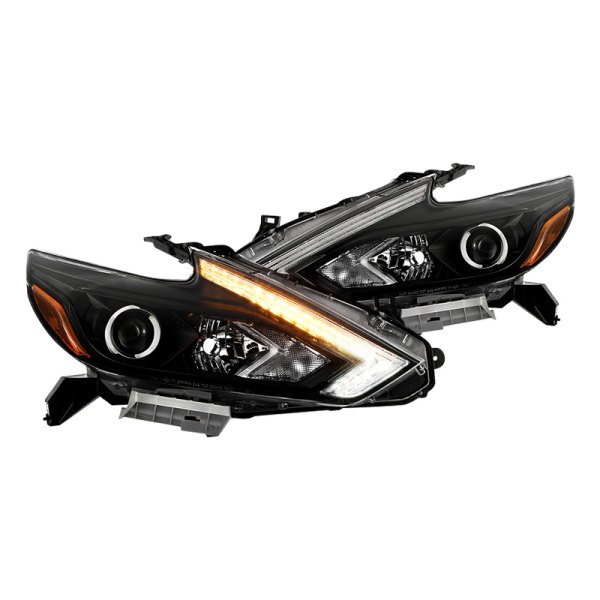 Spyder® - Black Switchback LED Light Tube Projector Headlights, Nissan Altima