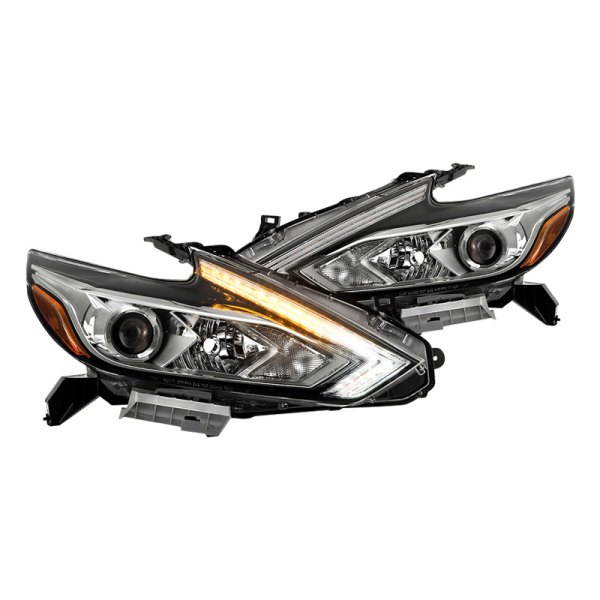 Spyder® - Chrome Switchback LED Light Tube Projector Headlights, Nissan Altima